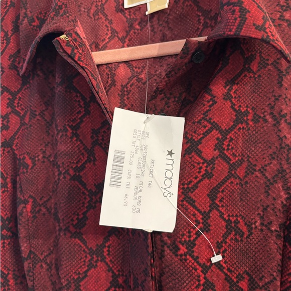 Michael Michael Kors Red Snake Print Dress work party knee length L - Picture 4 of 4